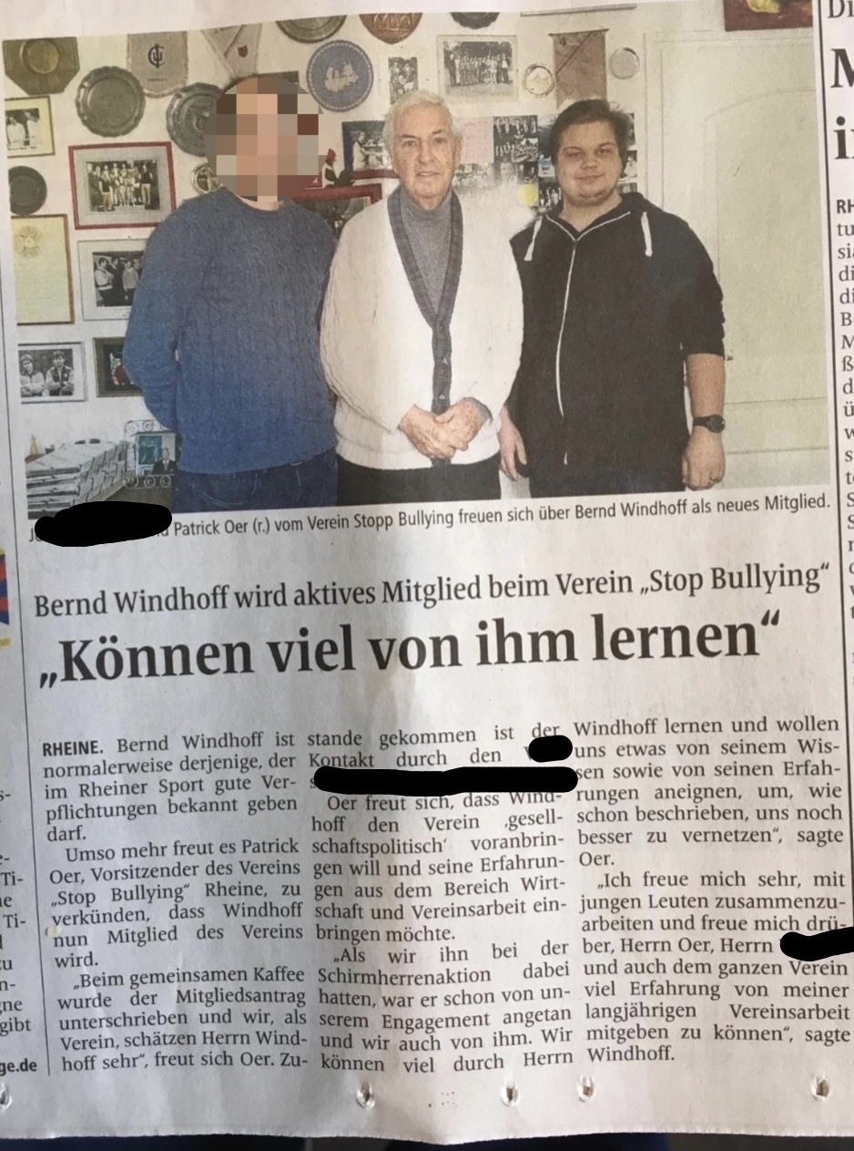 Bernd Windhoff wird aktives Mitglied beim Verein &quot;Stop Bullying e.V.&quot;